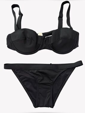 Ephemera Black Noir Balconette Bikini Set, US Size 4, Small, NWT